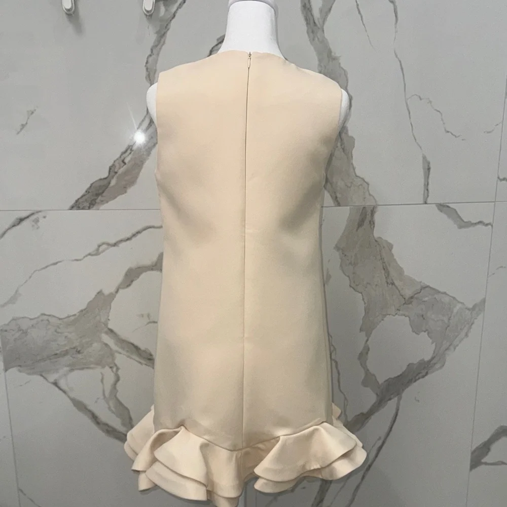 Chicwish Beige Sleeveless Mini Dress Ruffle Skirt Hemline - Picture 6 of 8